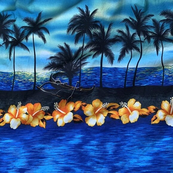 Bishop Street Men’s XL Hawaiian Short Sleeve Printed Button Shirt Blue Floral - Picture 11 of 12